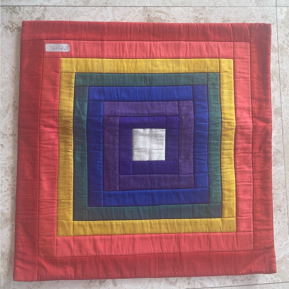 Rainbow Colorful Design Silk Euro Sham With Zipper On Back NEW - Picture 2 of 9